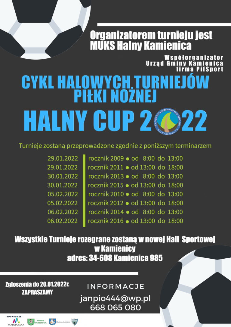 HALNY CUP 2022 rozpiski dla roczników 2009, 2011, 2013, 2015